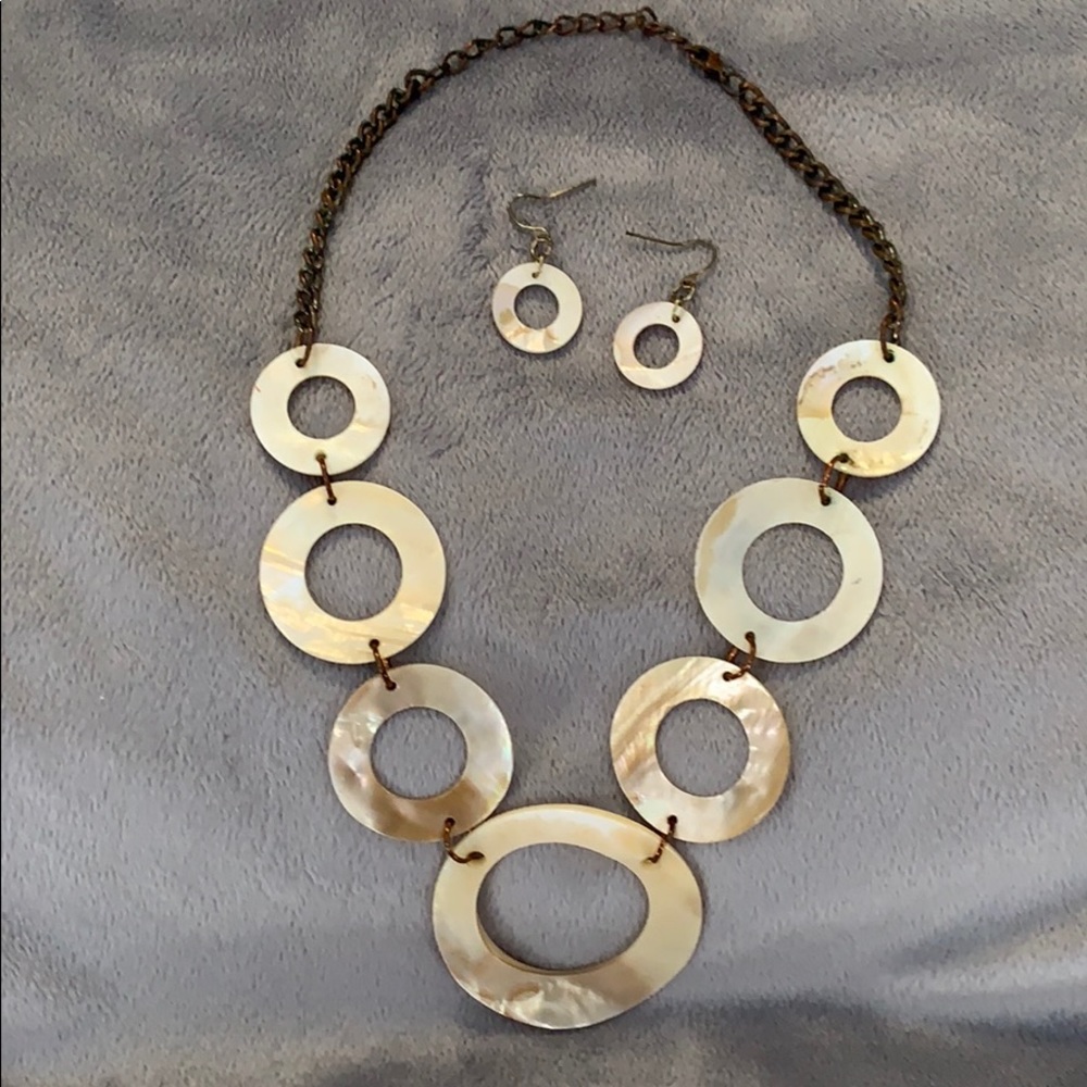 Necklace and earrings.
